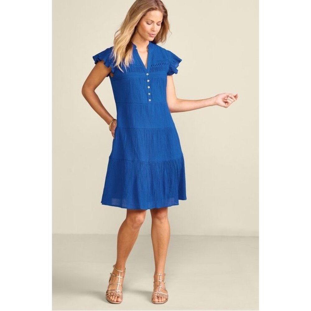 SOFT SURROUNDINGS~Lakely Short Dress~ ROYAL BLUE COMFY Size MEDIUM NWT